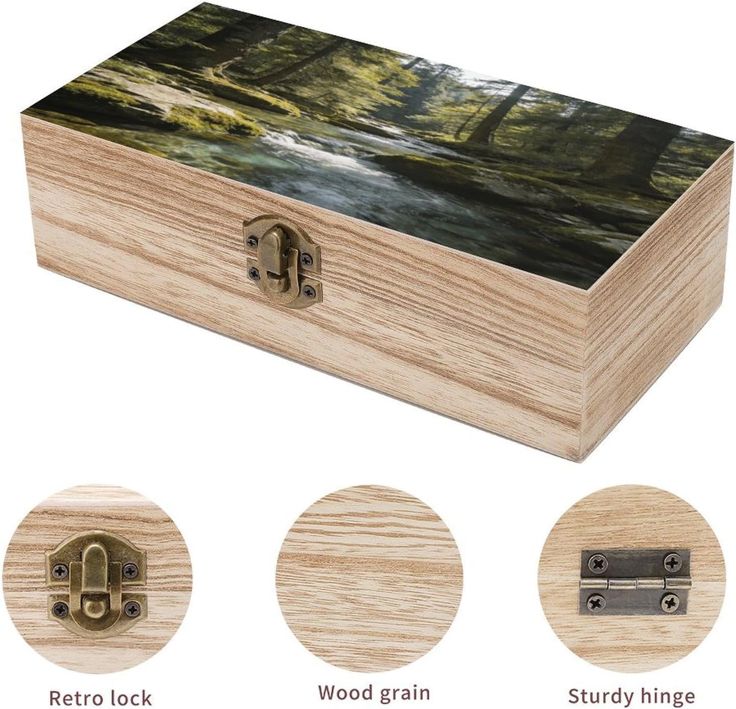Green Valley Stream Waterfall Wood Box Rectangular Organizer Box image 3