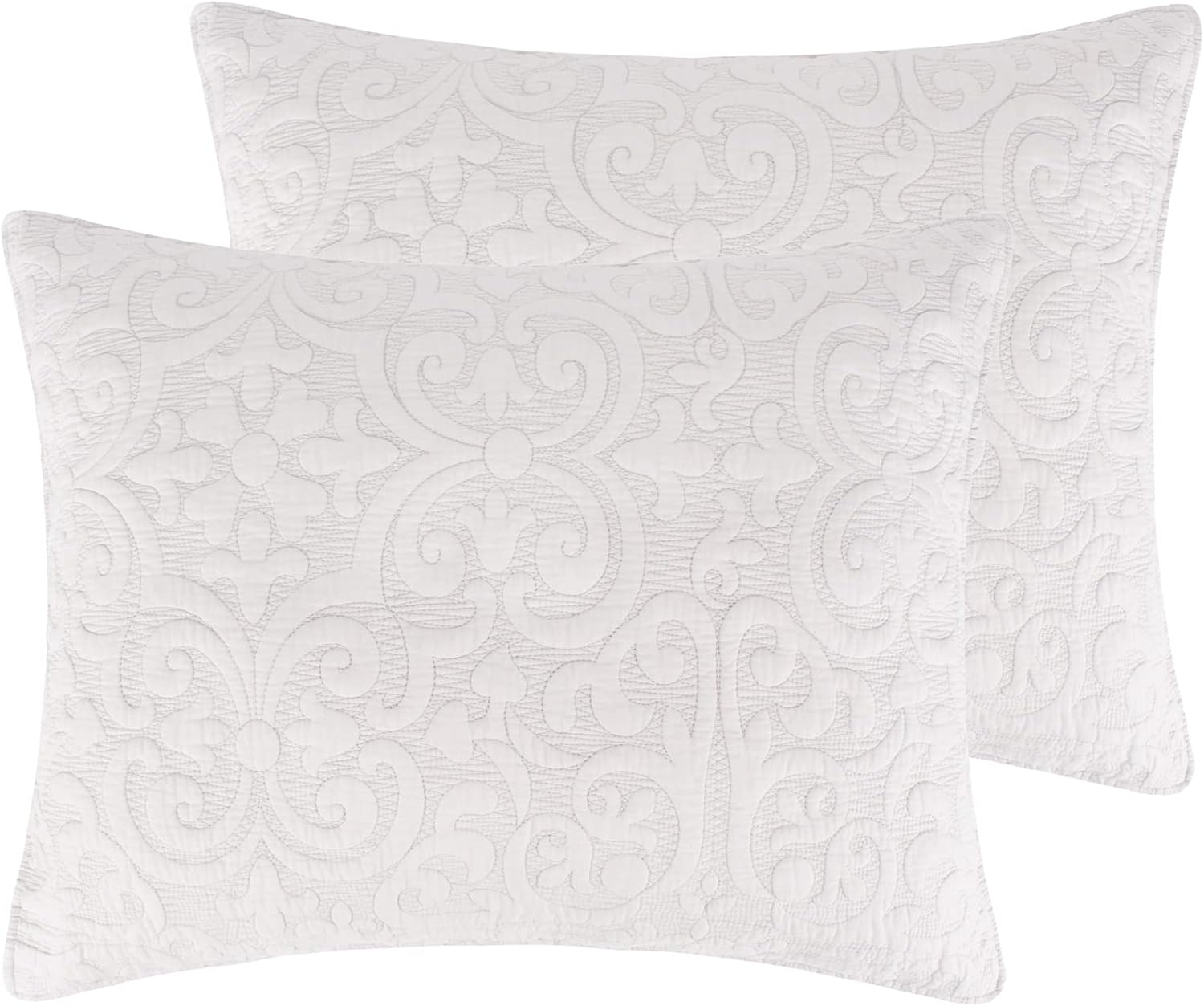 Levtex Home - Sherbourne Cream Taupe Stitch - Quilted King Sham - Quilted Medallion Cream with Taupe Stitch - Cotton/Polyester
