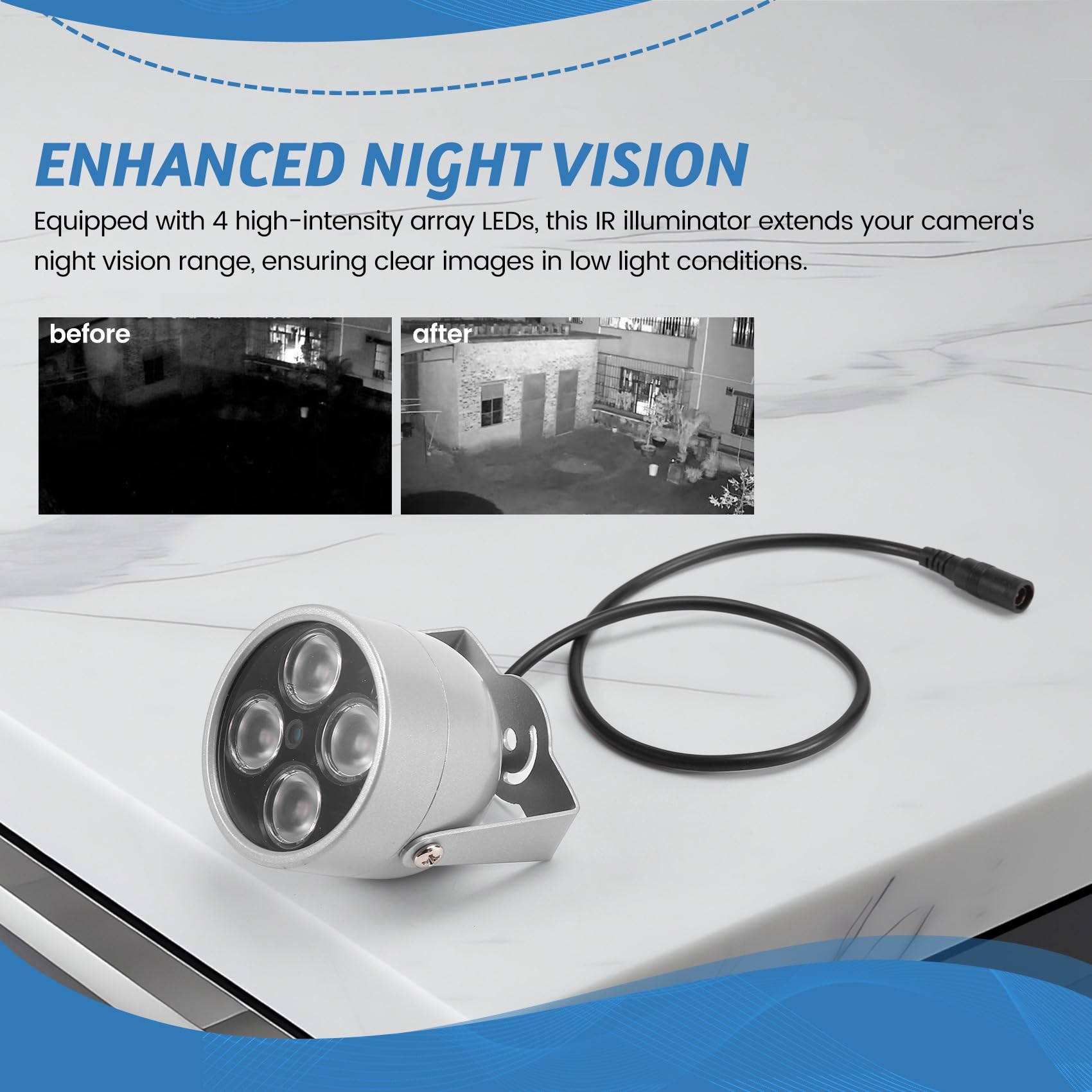 LED Array Infrared Illuminator 12V DC Night Vision IP66 Telecamera Sicurezza