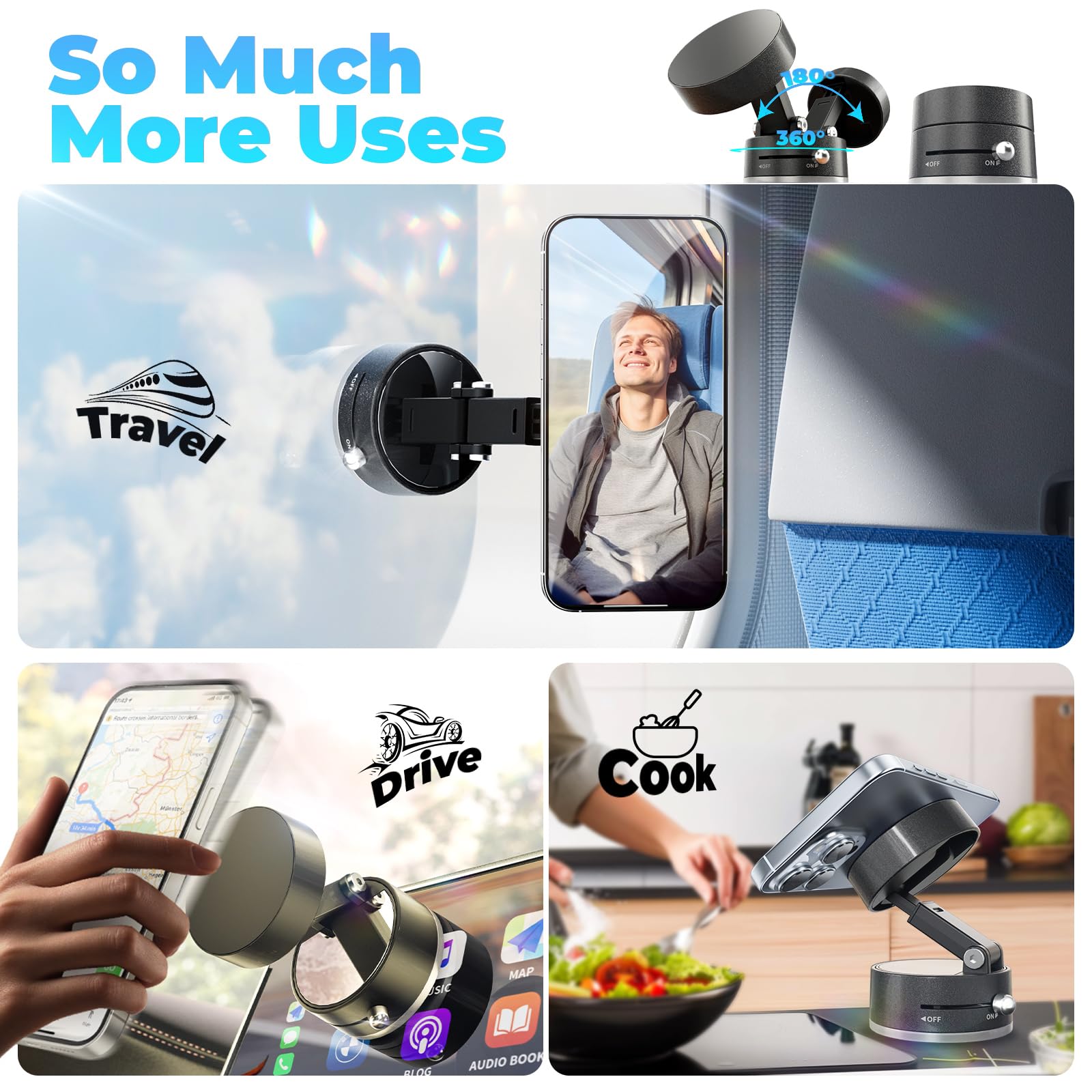 Condition photo showing New/Like New for Foldable Vacuum Magnetic car Phone Holder for Magsafe, 360° Rotatable Suction Phone Mount, Strong Suction Cup (A2)