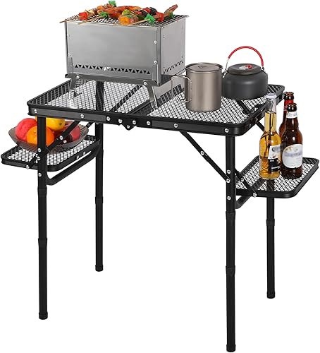 Miniatura 74 de REDCAMP Mesa plegable de 36 x 24 pulgadas para exteriores, mesa de parrilla ligera y portátil de aluminio de metal para exteriores con patas de Negro