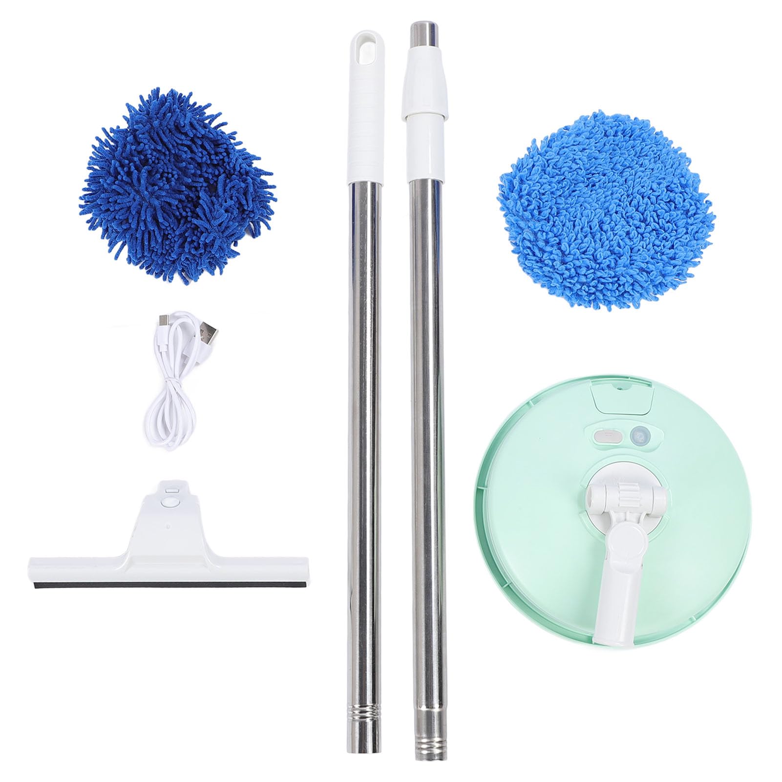 Cepillo de Limpieza de Coche eléctrico, Cepillo Giratorio para Lavado de Coches, Herramienta de Limpieza de fregona, Mango telescópico, cerdas Suaves para Uso doméstico, Suelo de (Verde)