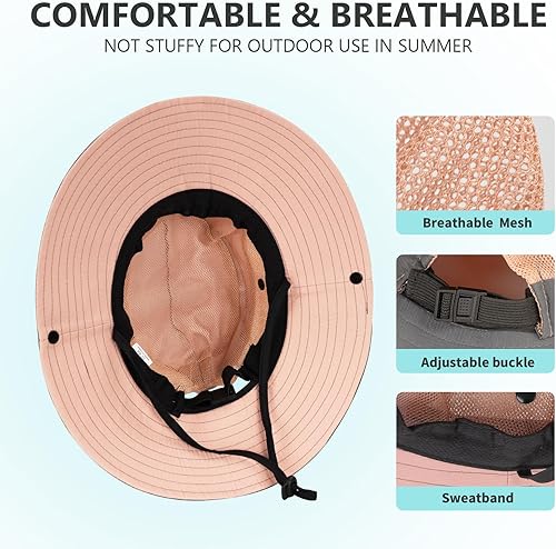 Miniatura 4 de QualyQualy 2 sombreros de sol para padres e hijos con 2 clips para sombrero, sombrero familiar a juego para el sol de playa de verano