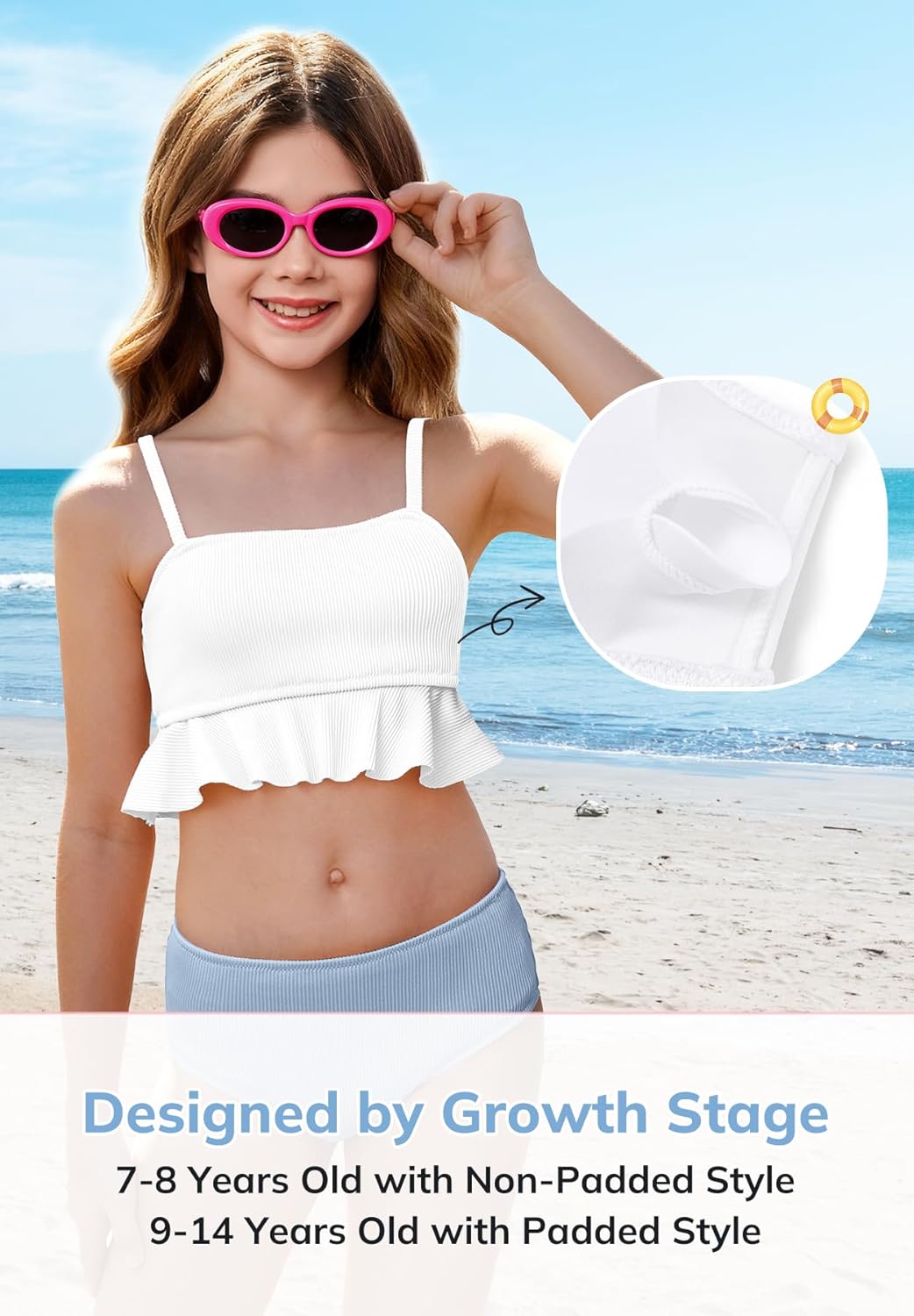 Zando Cute Swimsuits for Teen Girls Bikini 2 Piece Swimsuit Ruffle Swim Suit Beach Swimwear Bathing Suits for Teens 7-14 - Image 4