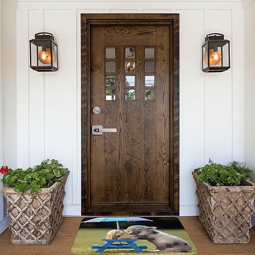 Miniatura 5 de Alfombras de baño de cerdito bebé comiendo helado tapete para puerta al aire libre lindo animal para mascotas antideslizante absorbente alfombra de