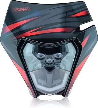 Dirt Bike Headlight Dirtbike LED Headlights Kit Motorcycle Head Lamp Light Kit Universal for Most Dirt Pit Enduro Bike Motorcycle Headlamp Frontlight for ATV Quad Red Sticker