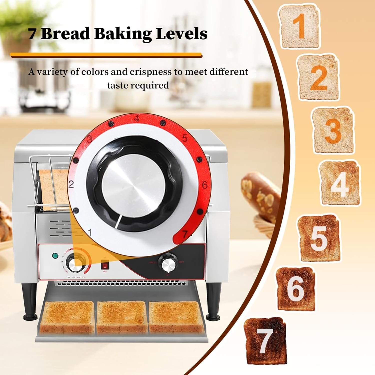 Commercial Conveyor Toaster, 1350W Stainless Steel Electric Oven with Dual Heating Tube, 7-Speed Adjustments, Extendable Legs, for Restaurants, Bakeries, Buffets Large