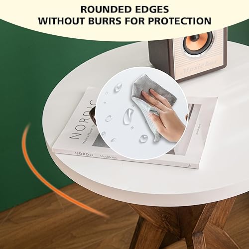 Miniatura 13 de Mesa auxiliar decorativa de mariposa, parte superior de madera MDF marrón nogal y patas de horquilla negras, mesa auxiliar pequeña y moderna, 21.75