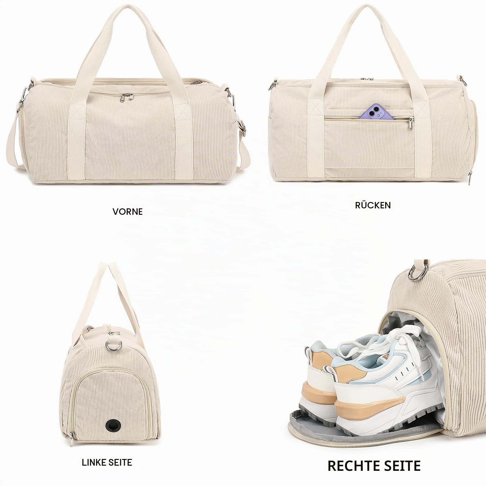 Reisetasche für Fitnessstudio, Sport, Damen, Mädchen, Workout, Reisetasche, Wochenendtasche, mit Schuhfach und Nassfach