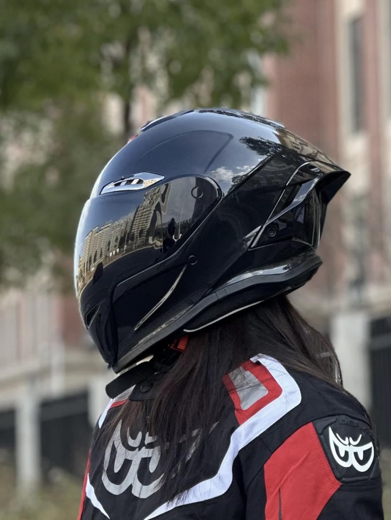 Casco integrale da moto Caschi da moto per adulti Uomo Donna Corsa Strada Ciclomotore Approvato DOT ECER22-05 (Gloss Black,Small)