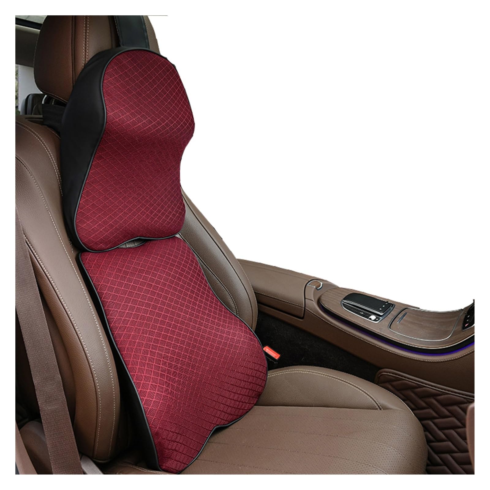 TEMKIN W Memory Foam Auto Collo Cuscino Poggiatesta Sedile Testa Supporto Lombare Protezione Traspirante Cuscino for Auto Poggiavita Cuscino Sedile Schienale Y (Color : Set 1-01)