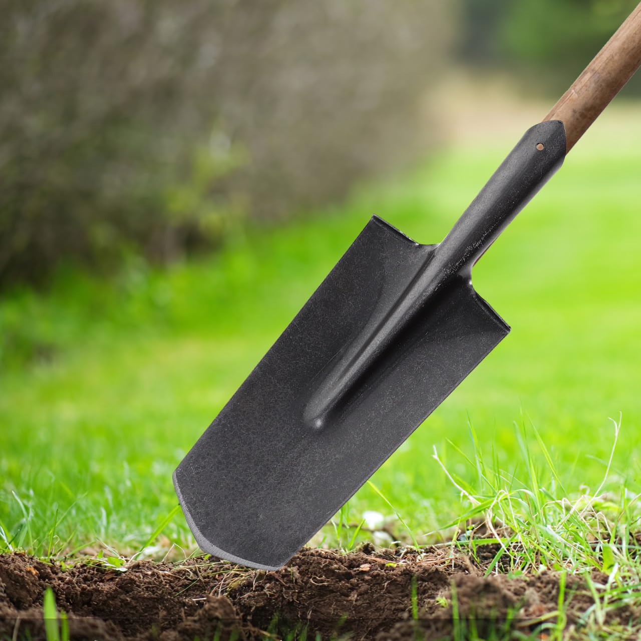 Milisten Herramienta de Jardinería Pala para Cavar de Acero Manganeso Ligera y Práctica Mango Resistente para Trabajo en Huerto y Camping