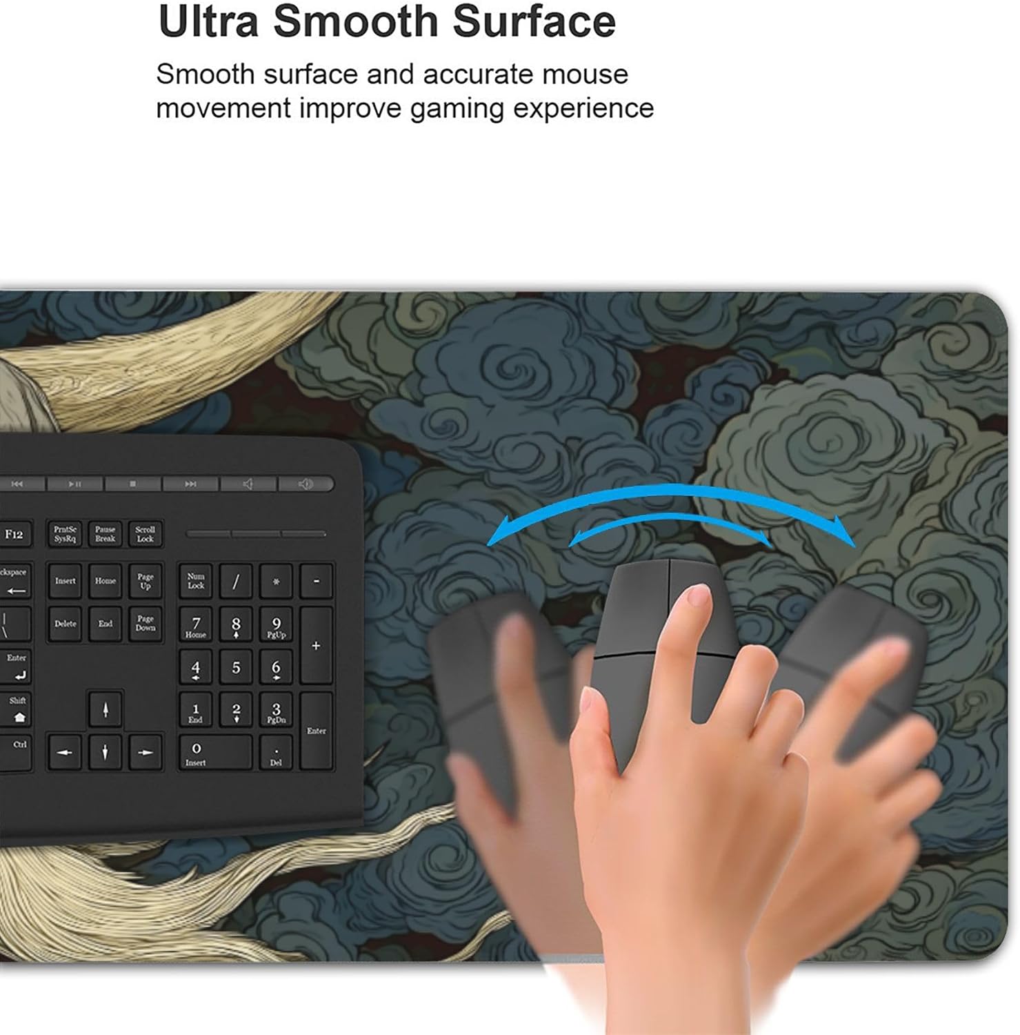 Large Japanese Mouse Pad, XXL Extended Gaming Keyboard Mat,Japanese Demon Mask Design,Waterproof Anti-Slip Rubber Base,Suitable for Gaming and Office use, Laptop Desk Protector 35.4 x 15.7 Inches image 4