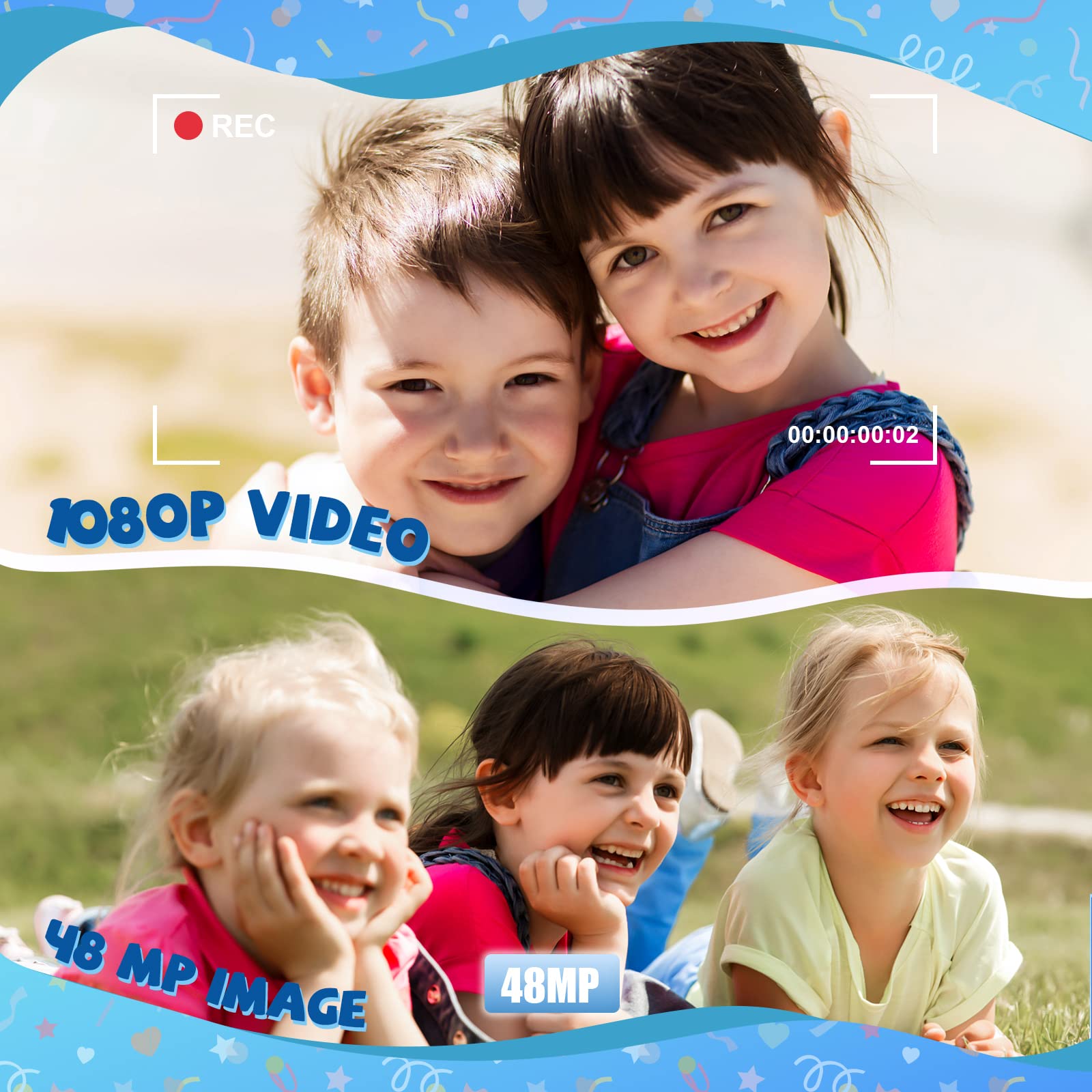 Digitalkamera, Bofypoo Fotokamera Autofokus 32G Karte FHD 1080P 48MP mit 16-fachem Digitalzoom, Kompaktkamera Tragbare Minikamera für Jugendliche, Kinder, Studenten, Anfänger (Dunkelblau)