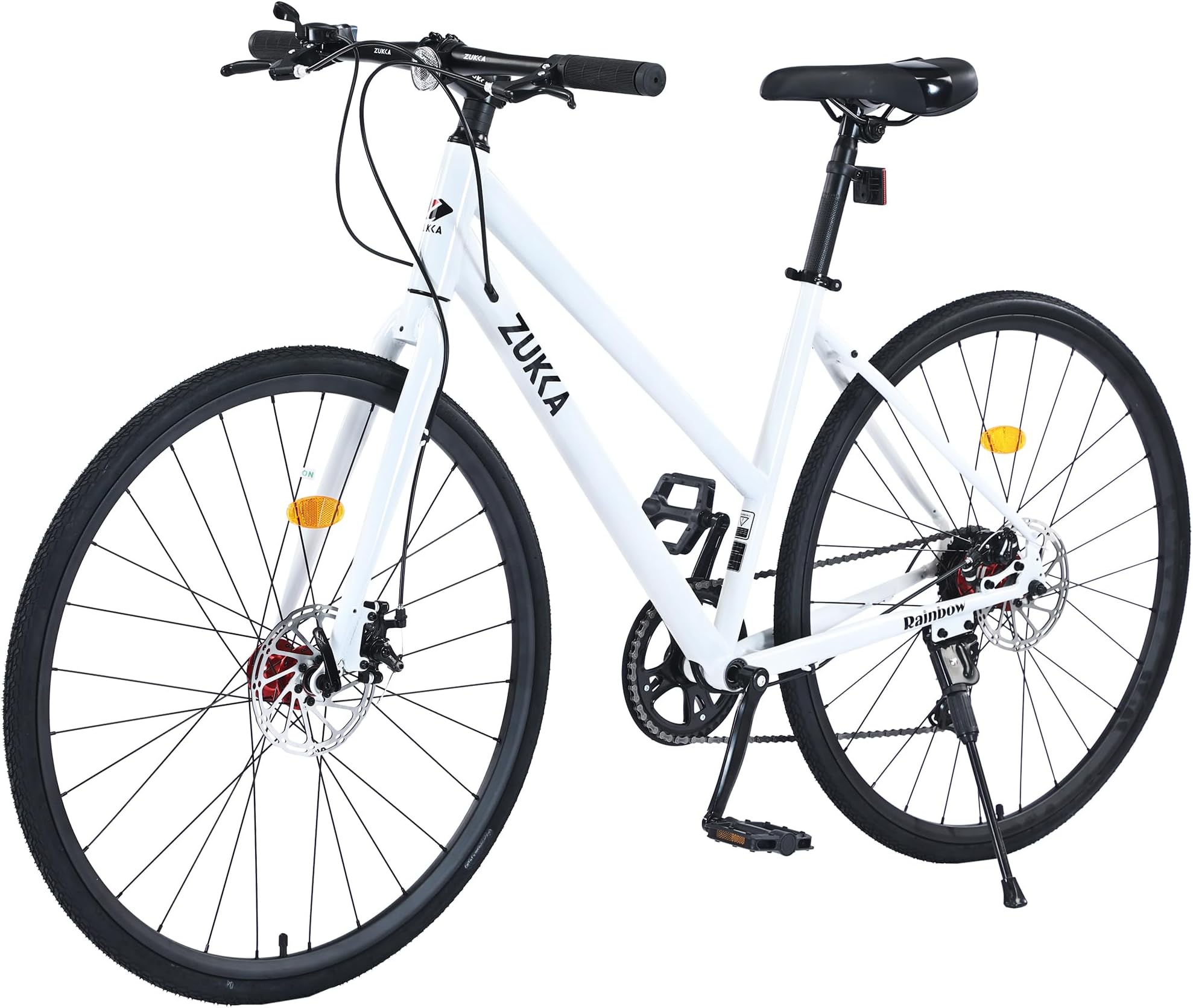 ZUKKA 700C Road Bike for Adult Shimano 7 Speed Road Bike Hybrid Road Bicycle Carbon Steel Frame/Dual-Disc Brakes/Multiple Colors
