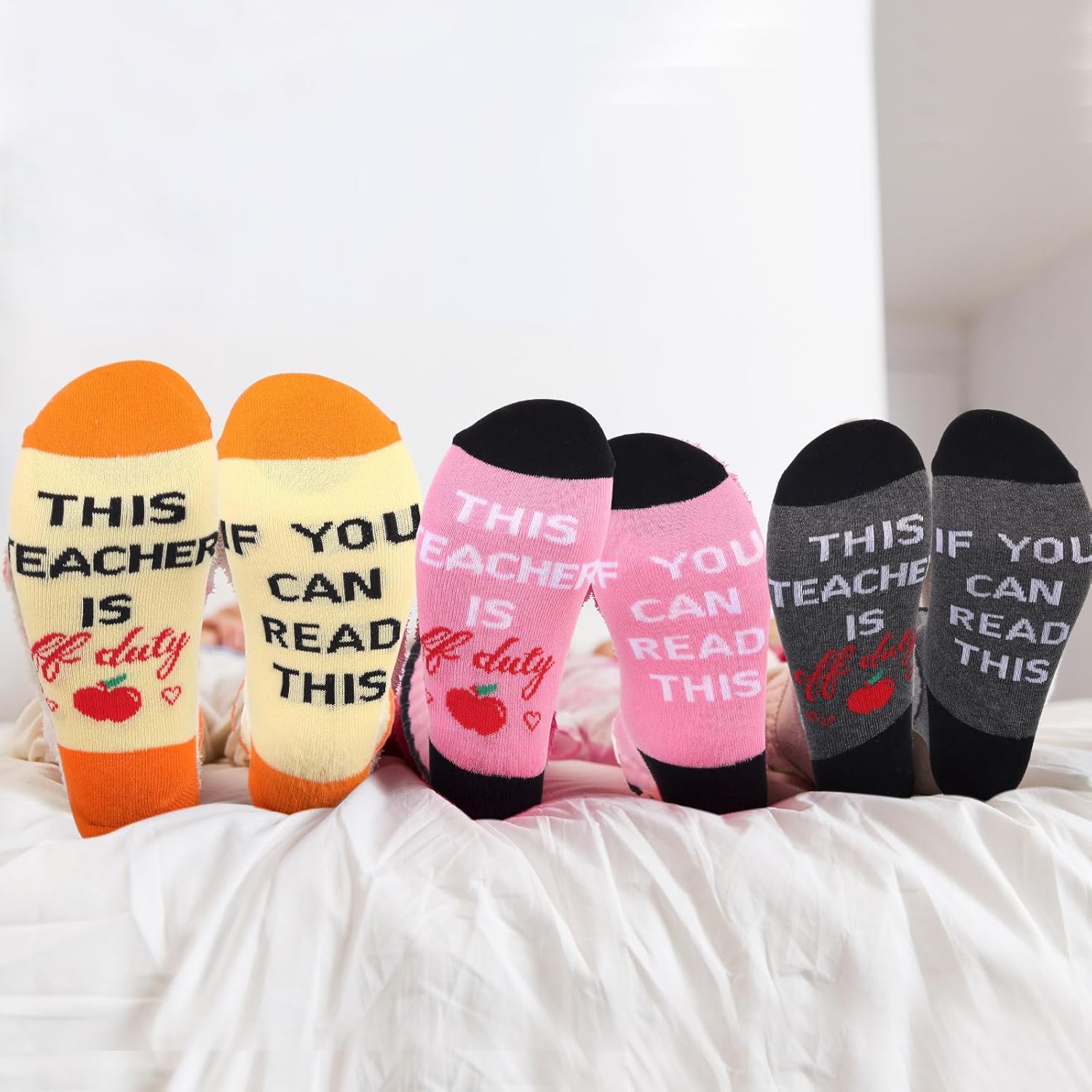 Panitay 20 Pairs Teacher Appreciation Gifts Funny Teacher Socks for Women Off Duty Crew Nurse Socks Thank You Gift - Image 7