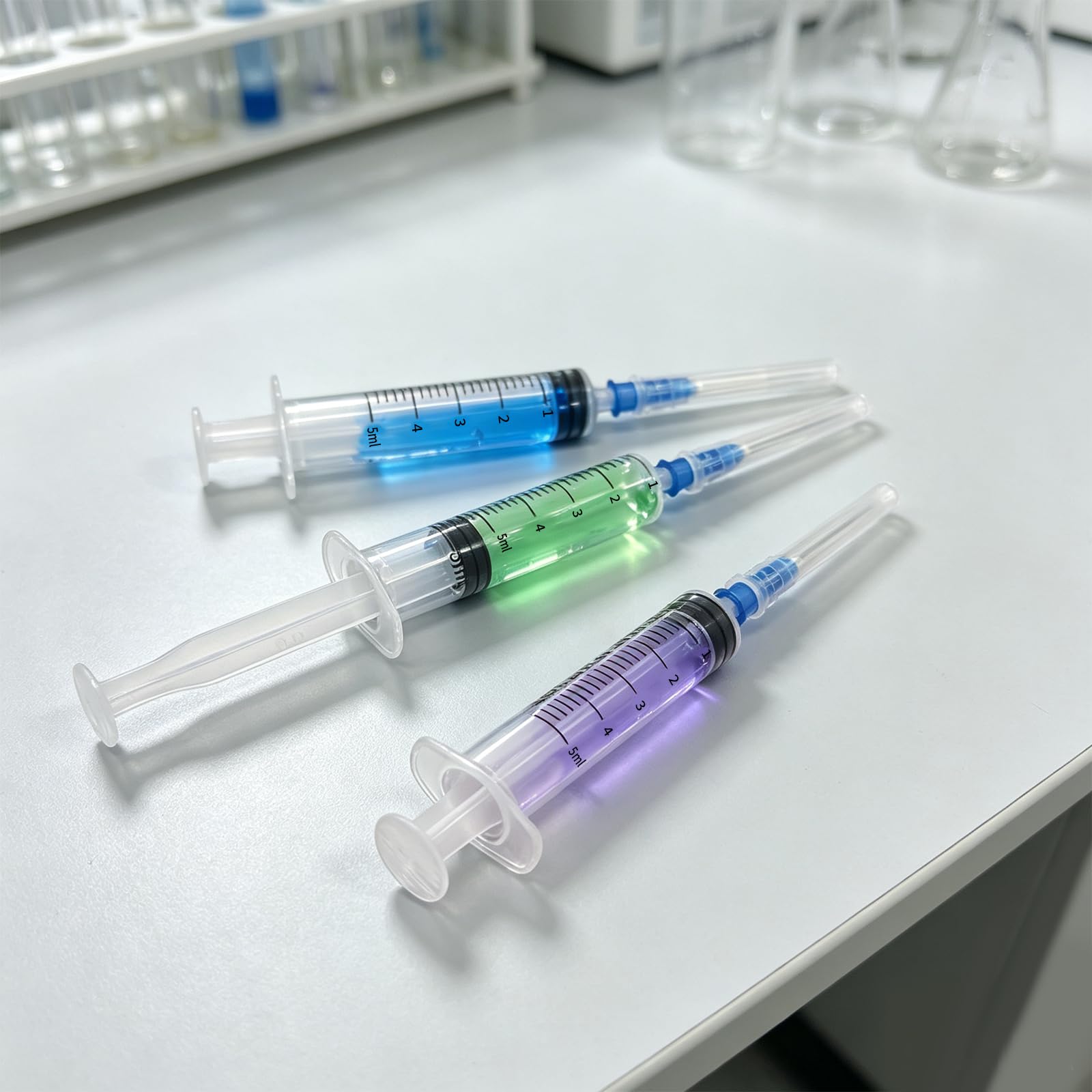 30 sztuk plastikowych strzykawek dozujących, 5 ml, uniwersalna strzykawka dozująca, plastikowa strzykawka z igłą i nasadką, mała strzykawka z tworzywa sztucznego do eksperymentów w przemyśle