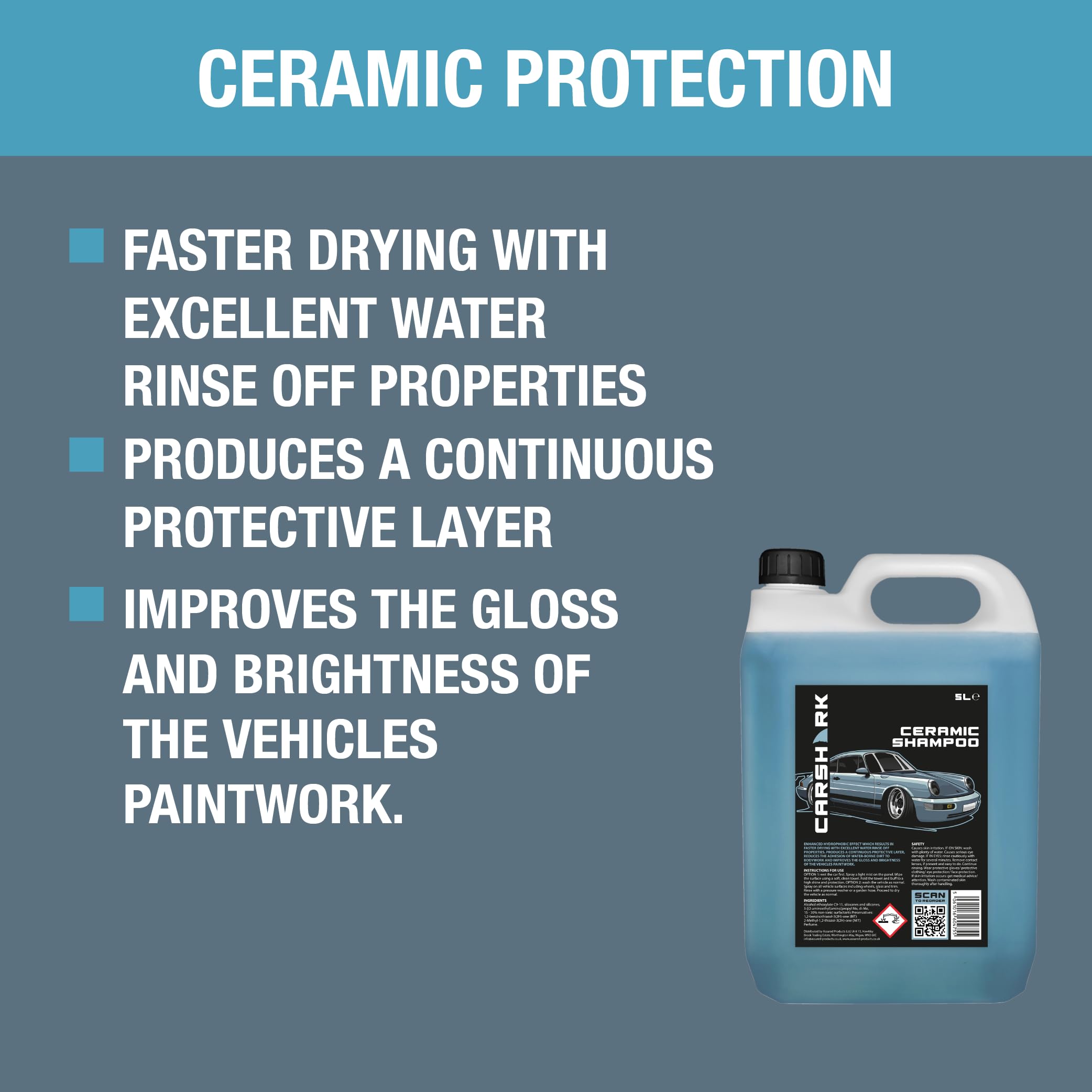 Ceramic Shampoo 5L – Keramik Auto Shampoo mit hydrophobem Effekt, Glanzverstärker Autoshampoo, wasserabweisende Fahrzeugwäsche für Lackpflege & Autoaufbereitung