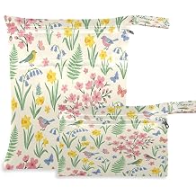 Kigai Spring Floral Pattern Wet Dry Bags 2Pcs Wet Bags