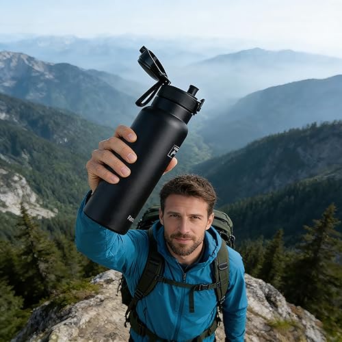 Miniatura 9 de Fanhaw Botella de agua aislada de acero inoxidable de 20 onzas con tapa para beber  boca ancha, a prueba de fugas, sin BPA  Ideal para niños,