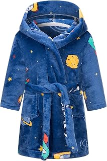 Albornoz unisex para niños de 1 a 12 años, de franela suave y forro polar