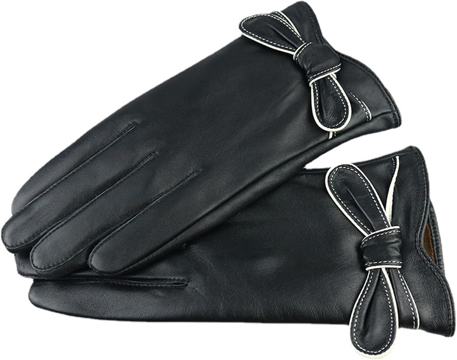 レディース レザーグローブ レディース蝶ネクタイタッチスクリーン肥厚革手袋冬暖かい手袋 手袋