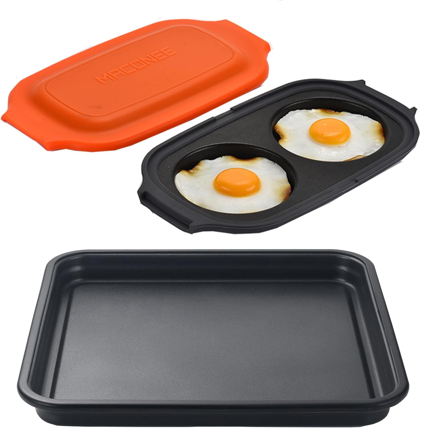 MACONEE Microwave Bacon Tray Egg Fryer Crisp Bacon, Cook Eggs, and Make Breakfast Sandwiches – Dishwasher-Safe & BPA-free