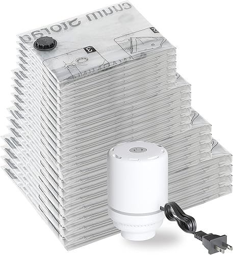 SUOCO 20 bolsas combinadas de almacenamiento al vacío con bomba eléctrica, (4 jumbo4 grande6 medianas6 pequeñas) bolsas de viaje para ropa de viaje,