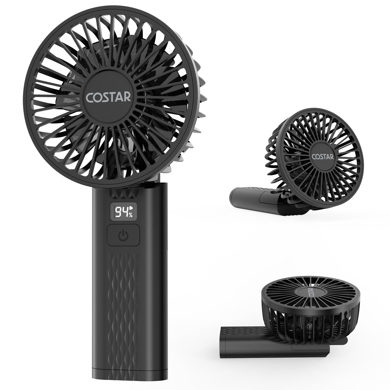 COSTAR Handheld Fan, 180° Foldable Desk Fan, Brushless Motor Portable Hand Fan, 3 Speeds USB Fan, 2400mAh Battery Rechargeable for Summer and Travel Use by Women and Men (Black) (B0D2XS6Z5F) Amazon Price History, Amazon Price Tracker