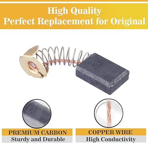 Miniatura 3 de Paquete de 10 cepillos de carbón de repuesto para motor eléctrico 5140033-19, compatibles con sierra de mesa Dewalt DW745 DWE7480 DWE7490X DWE7491RS