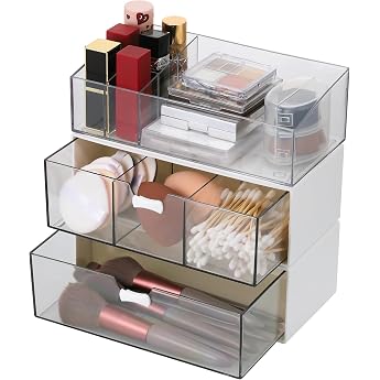 Pack of 3 Acrylic Bathroom Organiser Cosmetic Organiser Drawers