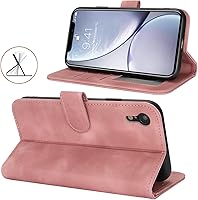 Vista 3 de Funda tipo cartera para iPhone XR con tarjetero para iPhone Xr para mujeres y hombres, ranuras para tarjetas de piel sintética con hebilla Oro Rosa