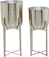 Vista 8 de Deco 79 Maceta de metal para interiores y exteriores, maceta grande con soporte extraíble, juego de 2 macetas de 19 pulgadas, 22 pulgadas de alto