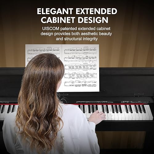 Miniatura 6 de UMP-90 - Piano eléctrico de 88 teclas de tamaño completo semipesado con soporte para muebles, adaptador de corriente, pedales triples, piano digital