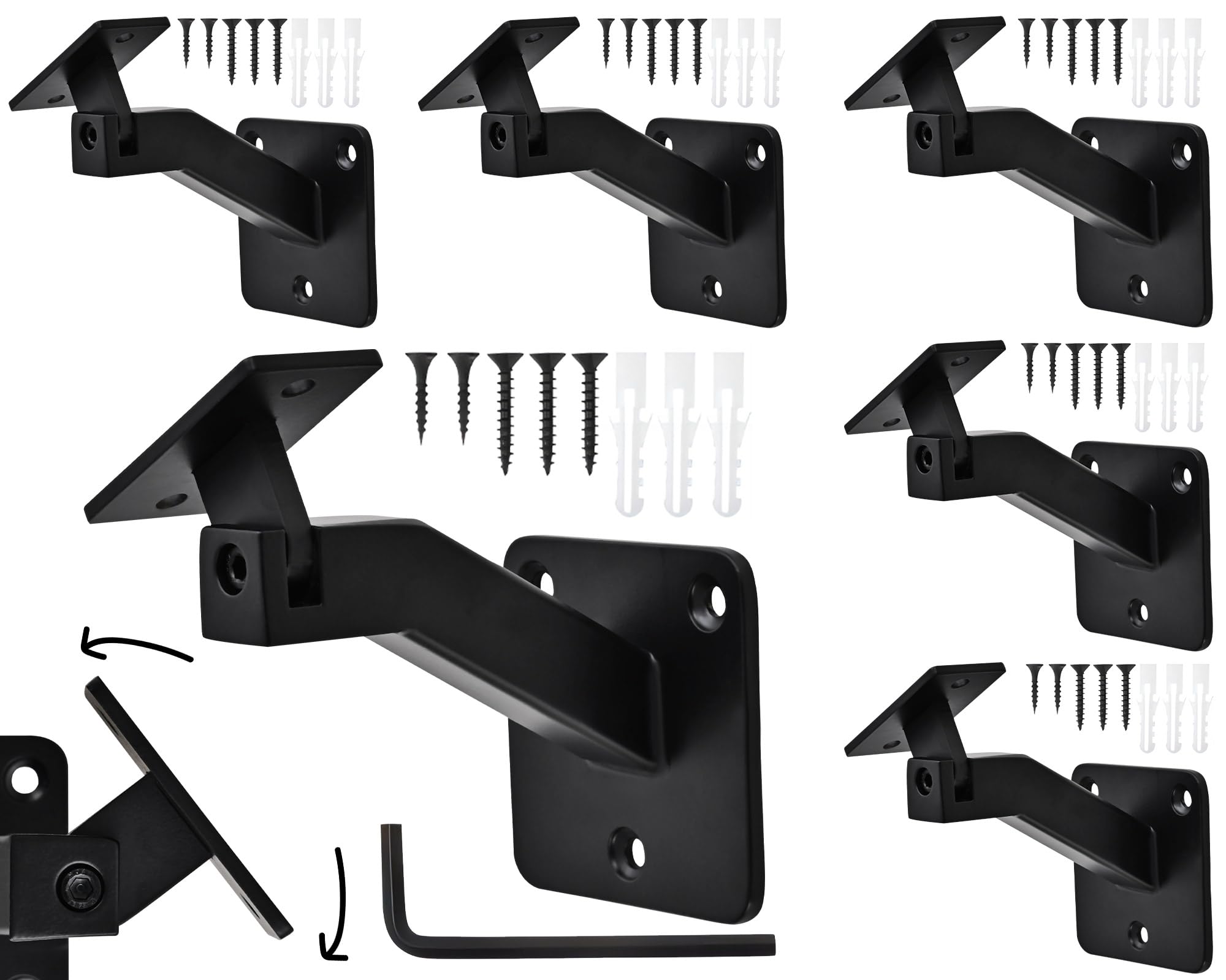 Amazon.com: 6 Pack Handrail Brackets for Indoor Stairs, Heavy Duty ...