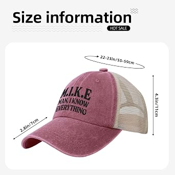 M.I.K.E. Mike Knows Everything Cap Mesh Cotton Hat Red