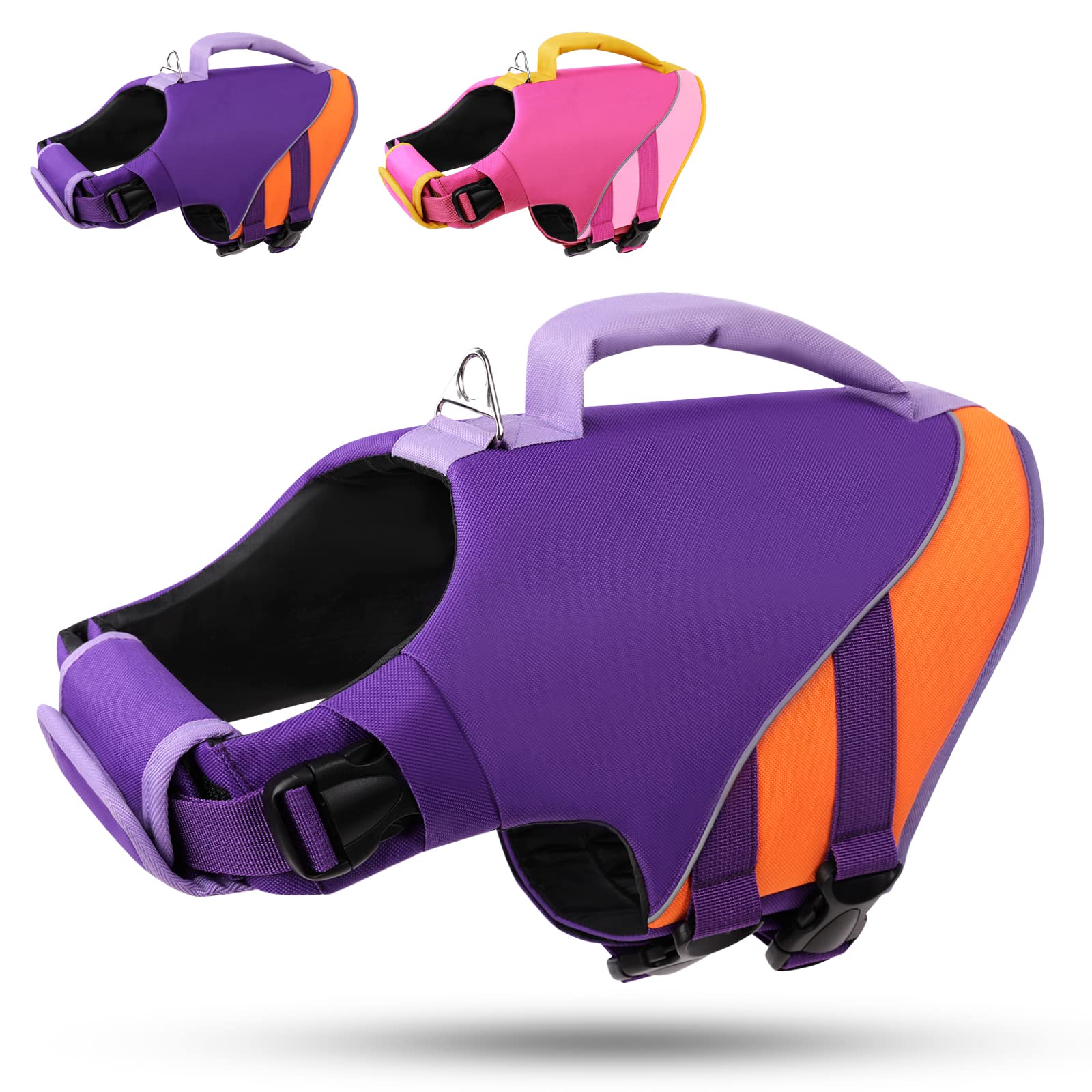 CITÉTOILE Chaleco Salvavidas Perro Mediano, Chaleco Flotador Perro con Asa y Reflectante, Flotador para Perro Ajustable, Salvavidas Perro Dog Life Jacket Vest Chaleco Agua para Deportes Acuáticos, M