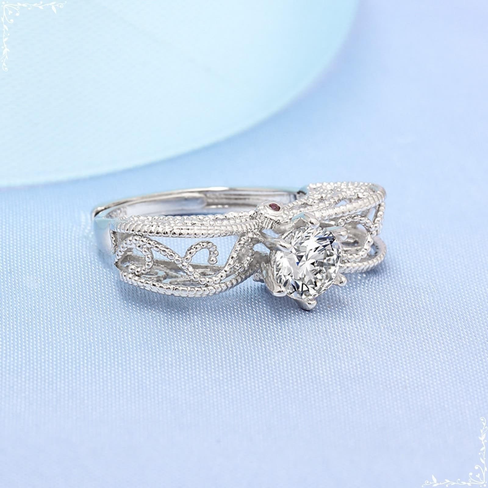 Pierścionek Moissanite Band Art Deco białe złoto obrączki ślubne dla kobiet 18K Hollow z sześcioma pazurami rozmiar H 1/2 moda dla żony biżuteria na Święto Dziękczynienia