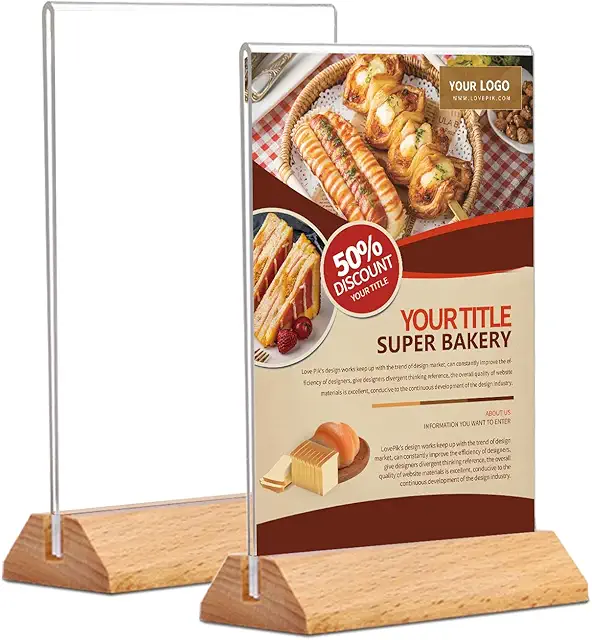 2 Pezzi Supporto Acrilico Porta Foto A5 per Listino Prezzi Tavolo - Piedistallo Inclinabile