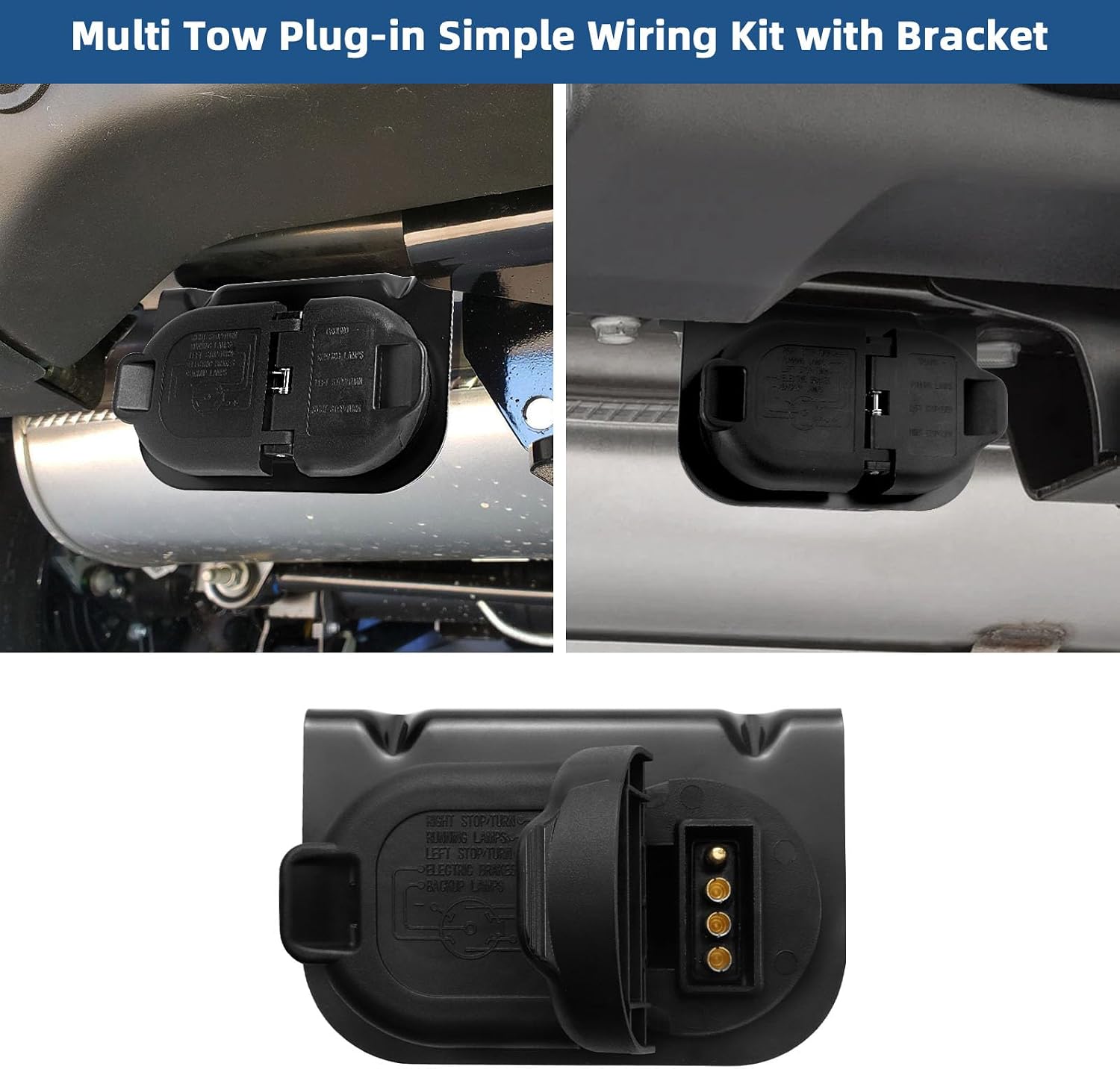 Towing Solutions Multi-Tow Plug-in Simple Trailer Wiring Harness Kit,7 Blade and 4 Flat Connector Truck Trailer Plug for Ford F150 F250 F350,7 and 4 Pin Way Flat Adapter for Truck Chevy GMC Dodge Ram