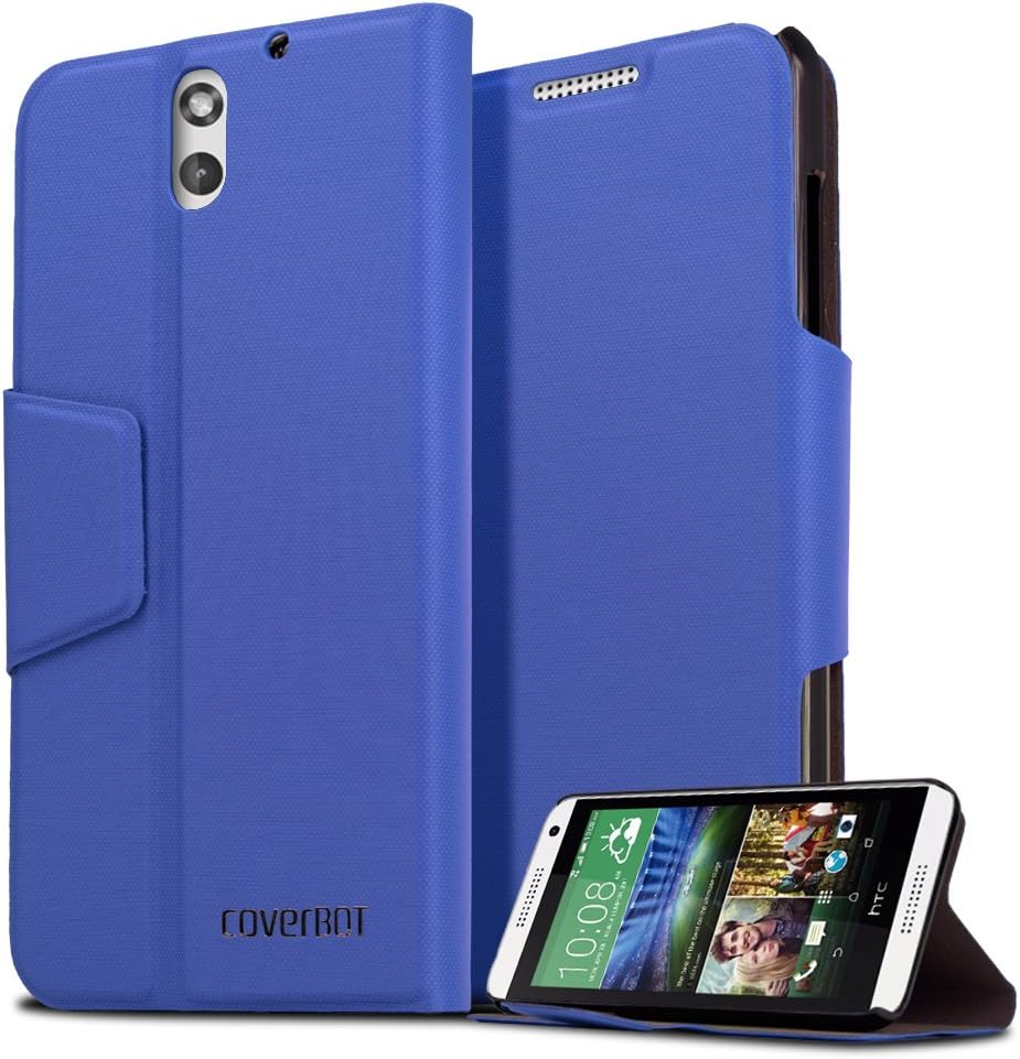 HTC Desire 610 Case, CoverBot HTC Desire 610 Flip Wallet Case with Stand BLUE. Slim Style with Folio Flip Cover