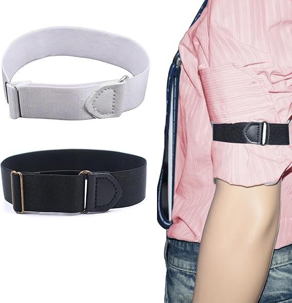 2 pz/paia Giarrettiere per maniche antiscivolo Porta maniche per camicia Giarrettiere Bracciali in metallo elasticizzato Giarrettiere per maniche per donna Uomo  200000297