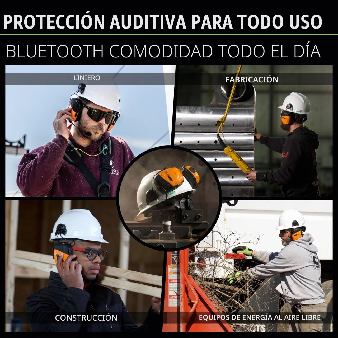 ISOtunes LINK - Orejeras Bluetooth para casco ultraduraderas, compatibles con OSHA, auriculares de protección auditiva Bluetooth para el trabajo, Anaranjado, One Size (Adult)