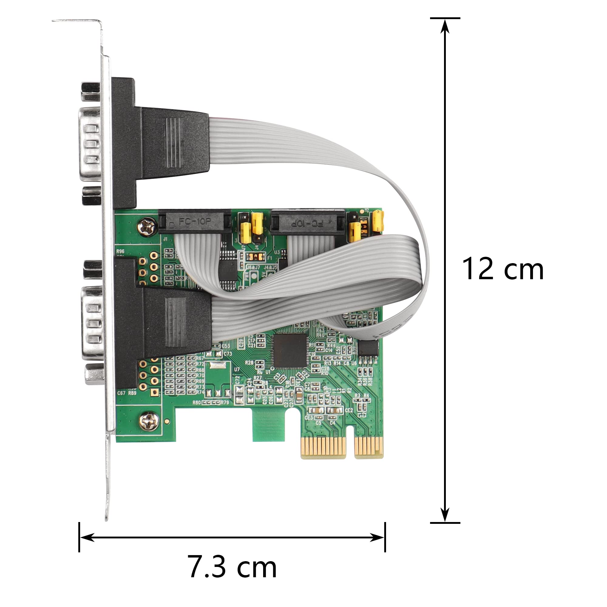 CERRXIAN Carte adaptateur série RS232 PCI Express 2 ports, DB9 Dual Channel PCIe X1 AX99100 pour PC de bureau