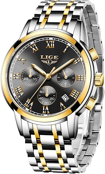 LIGE Mens Watches 3ATM Men's Wrist Analogue Gents