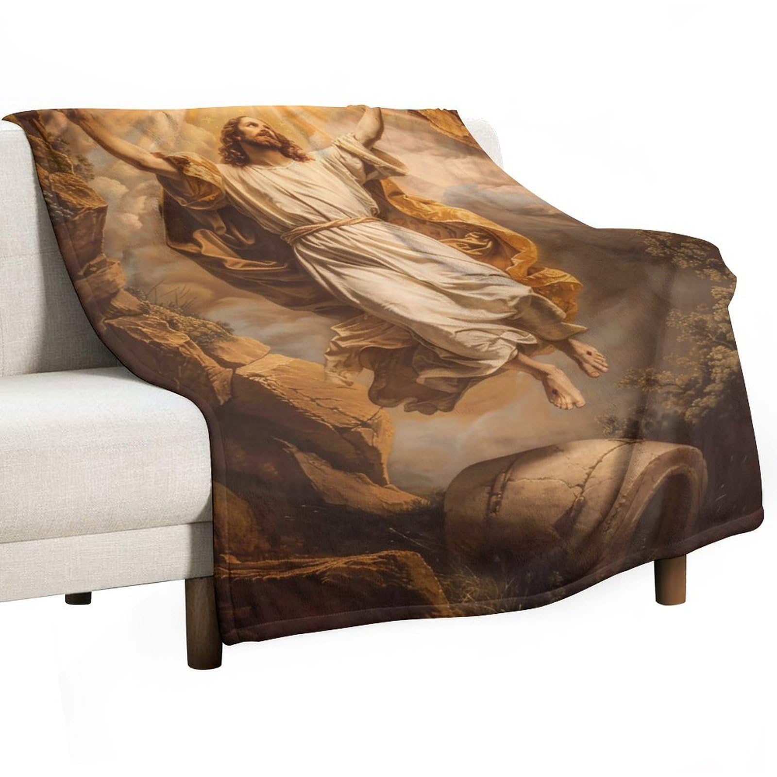 YHGSREUOH Jesus Resurrection Ascension 04 Flannel Blankets Fleece Soft Throw Lightweight Plush Gifts for Couch, Bed, Cozy Sofa Plush, Chair, Lovers 32x48inch(80x120cm)