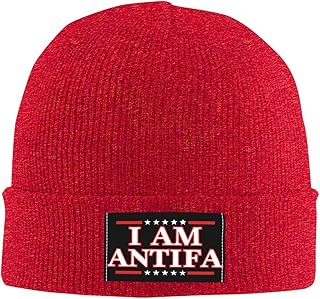 I Am Antifa Knit Hat Pro Democracy Anti Fascism Beanie Warm Winter Cap for Men Women Black