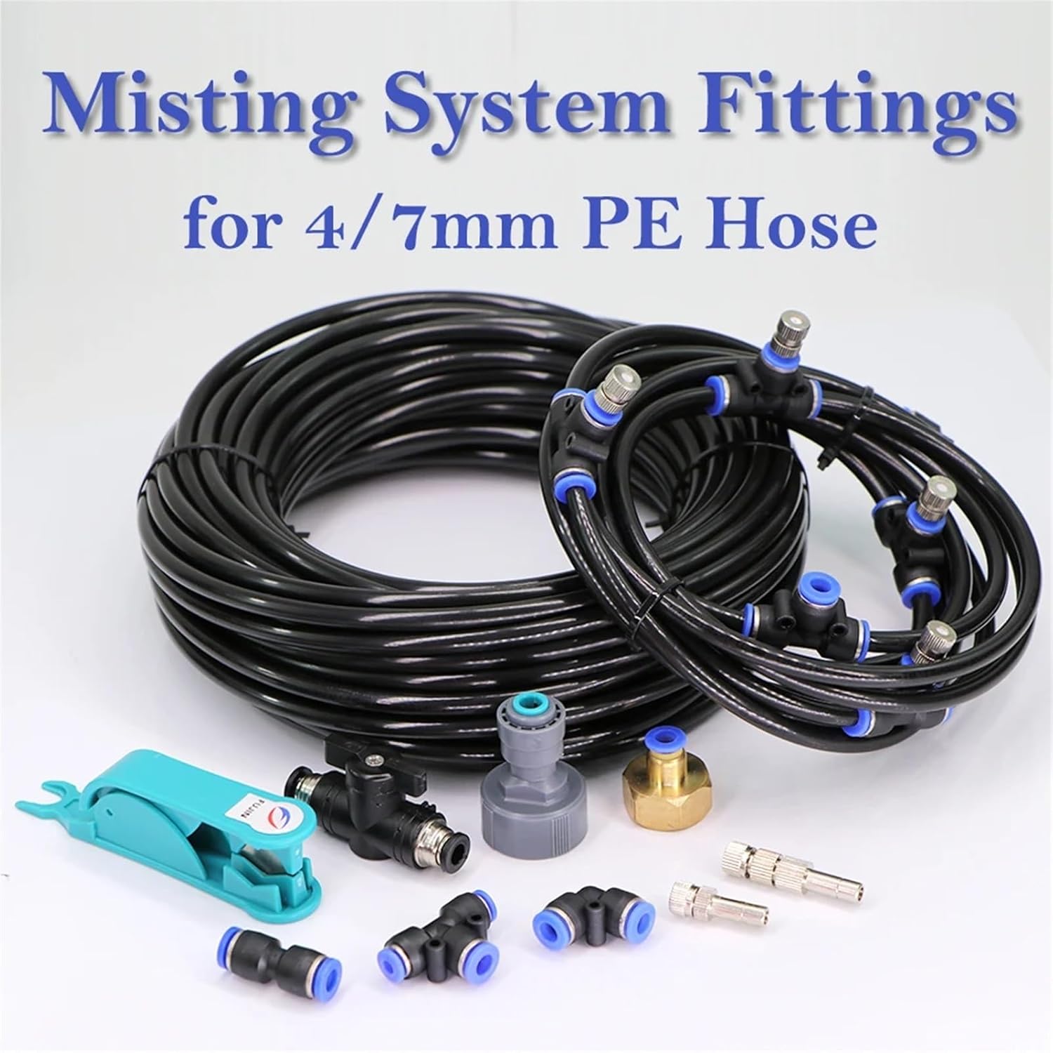 0.4mm Low-pressure Misting Nozzles 6mm Quick Connector Fittings Water Push Filter inside 1/4" PE Hose Garden Irrigation Cooling(E-5PCS)