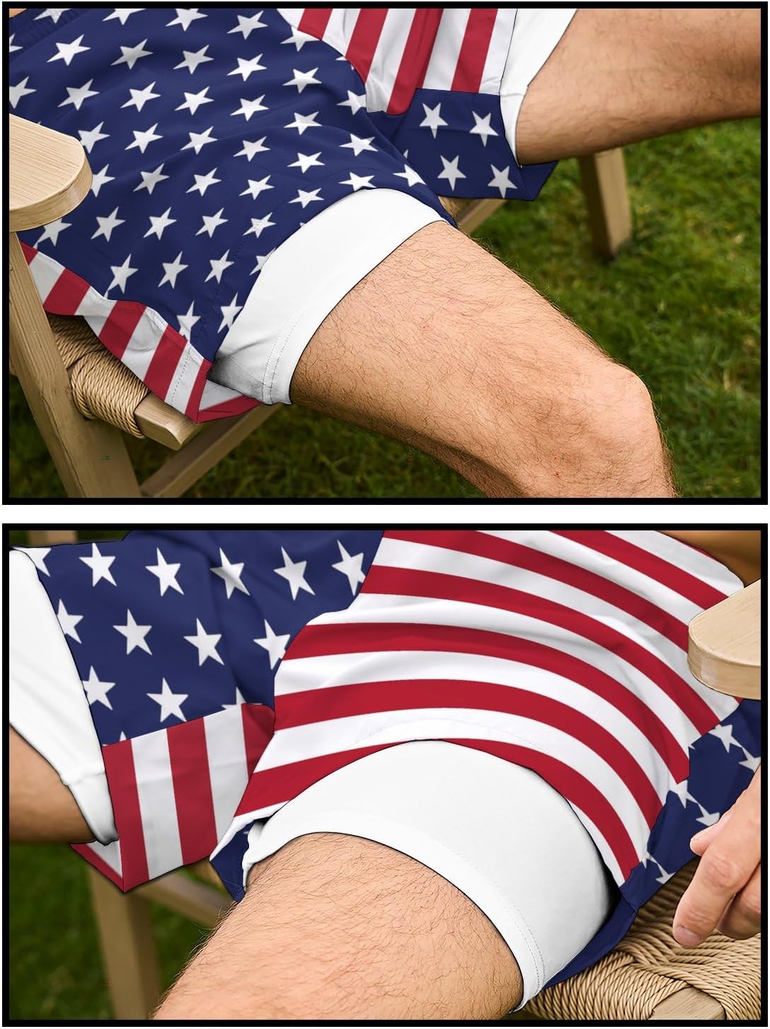 Mens Swim Trunks with Liner Breathable Compression Swim Shorts with 3 Pockets Flag Bathing Suit for Beach - Image 5