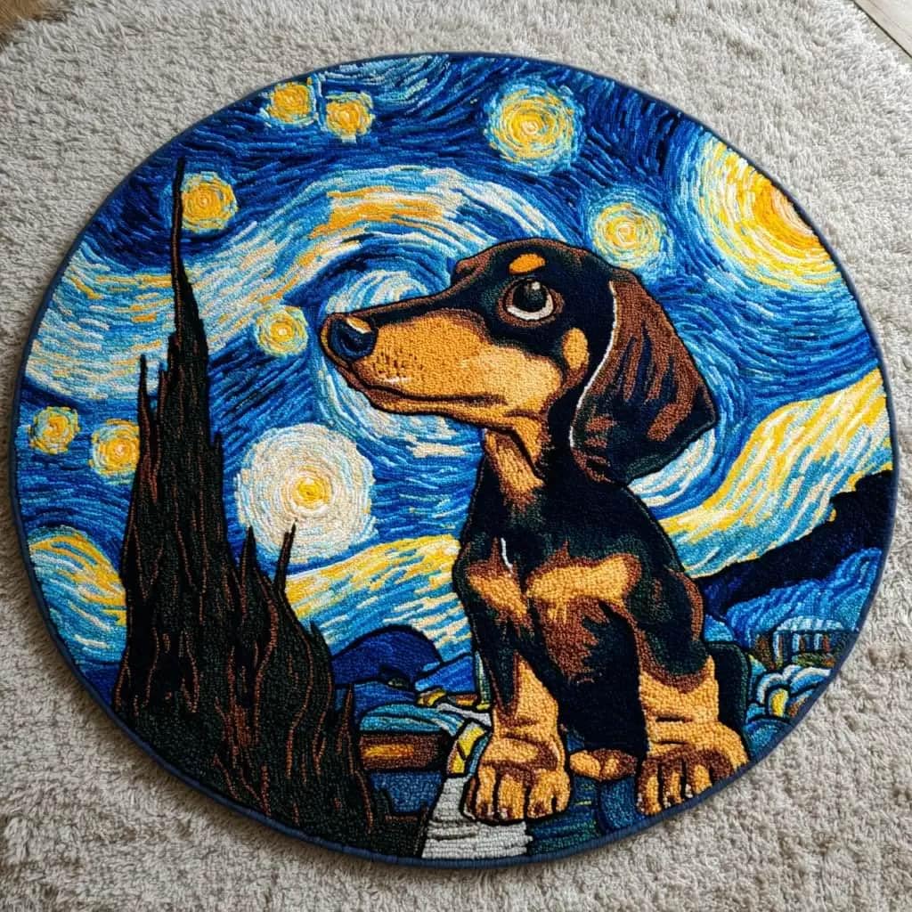 Round Latch Hook Rug Kits Dachshund For Adults And Starter 50*50Cm